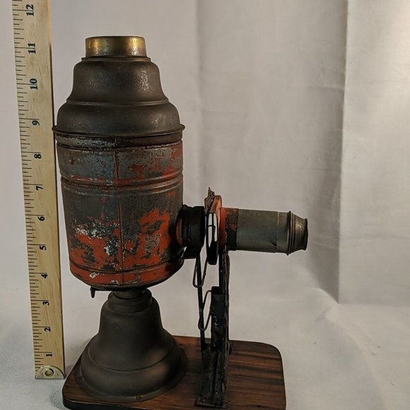 Antique German Magic Lantern Slide Projector 1890s 1880s 19th Century Oil Lamp - Picture 14 of 16